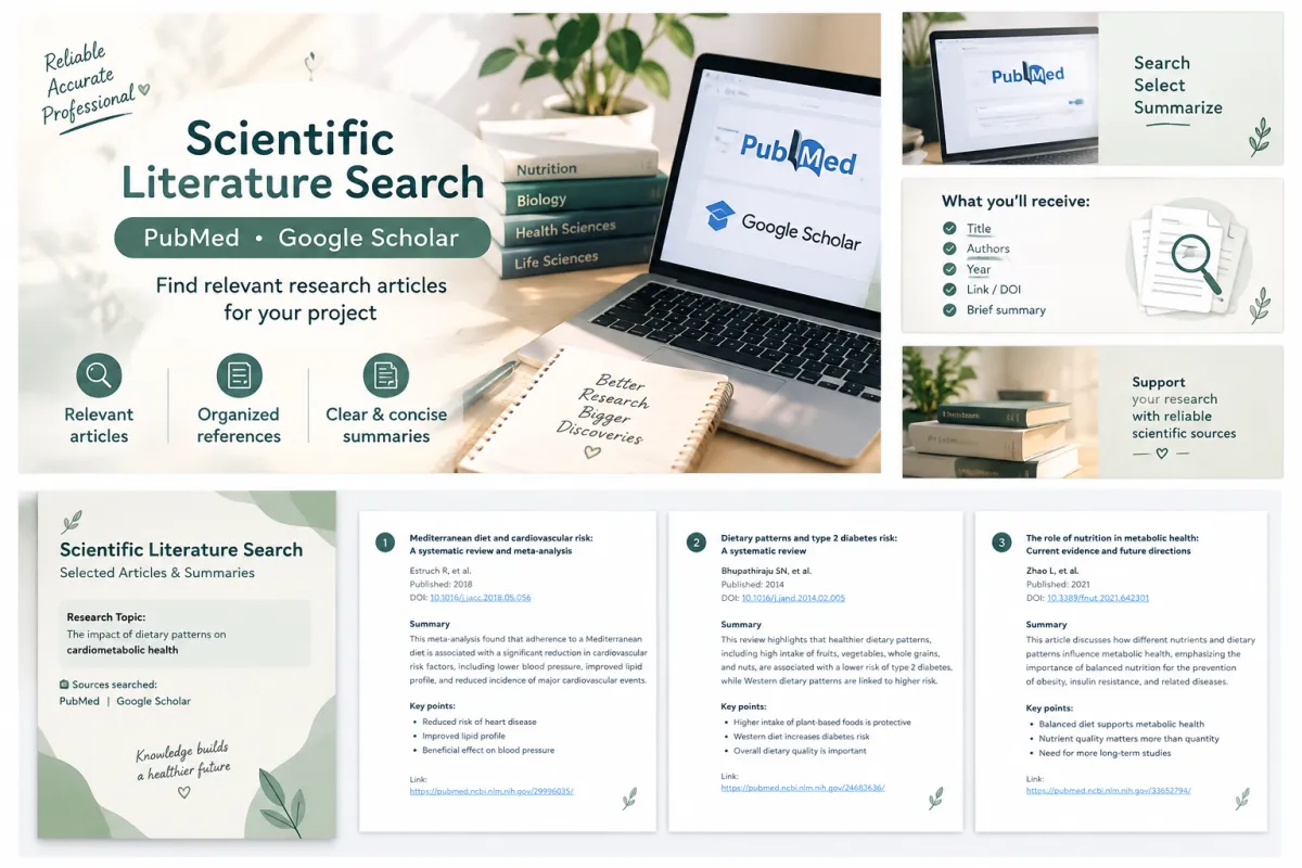 conduct a scientific literature search using PubMed and Google Scholar